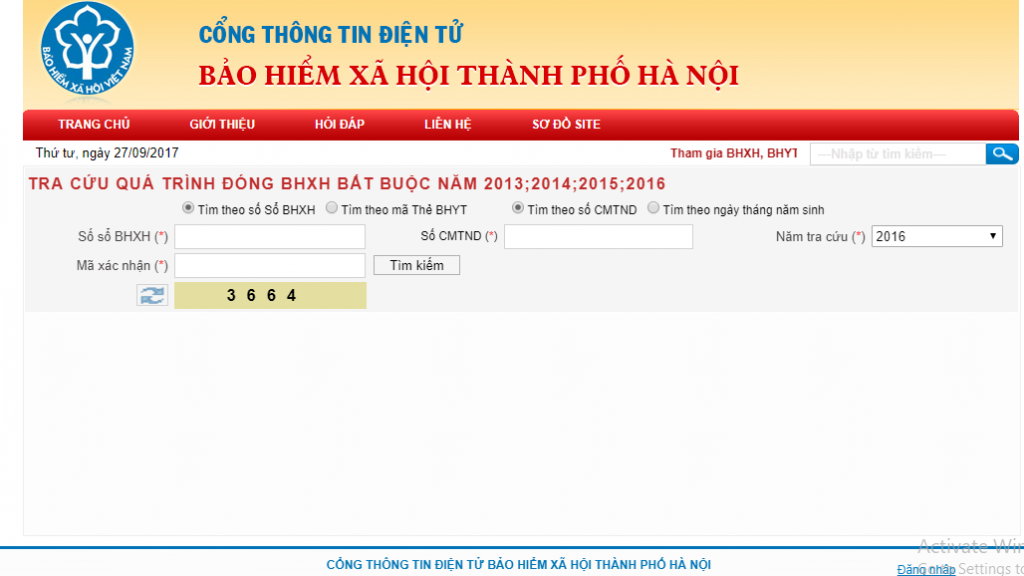 Giao diện nhập đơn giản để tra cứu thông tin BHXH