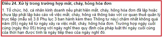 biên bản mất hóa đơn