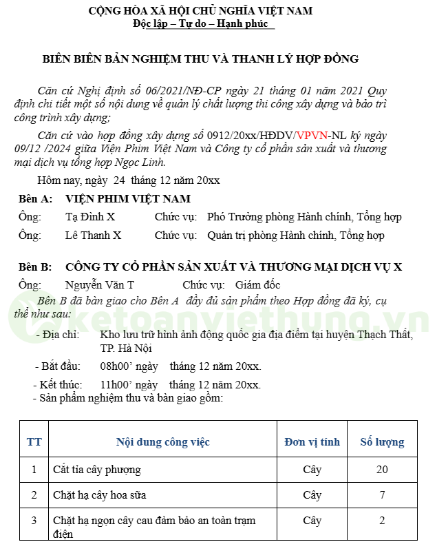 Mẫu biên bản nghiệm thu và thanh lý hợp đồng đúng chuẩn quy định 1 biên bản nghiệm thu công trình và thanh lý hợp đồng