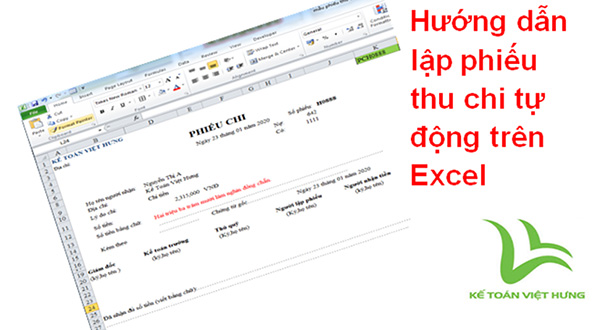 phiếu thu chi excel