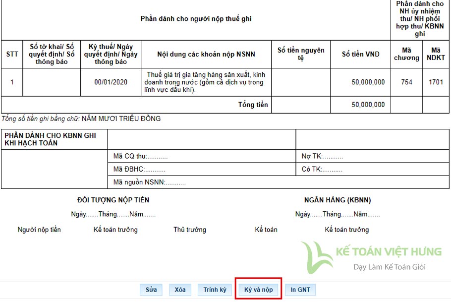 nộp tiền thuế điện tử 2020