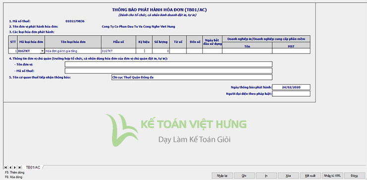 thông báo phát hành hóa đơn điện tử qua mạng