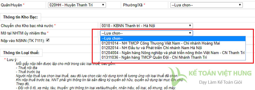 nộp tiền thuế điện tử 2020