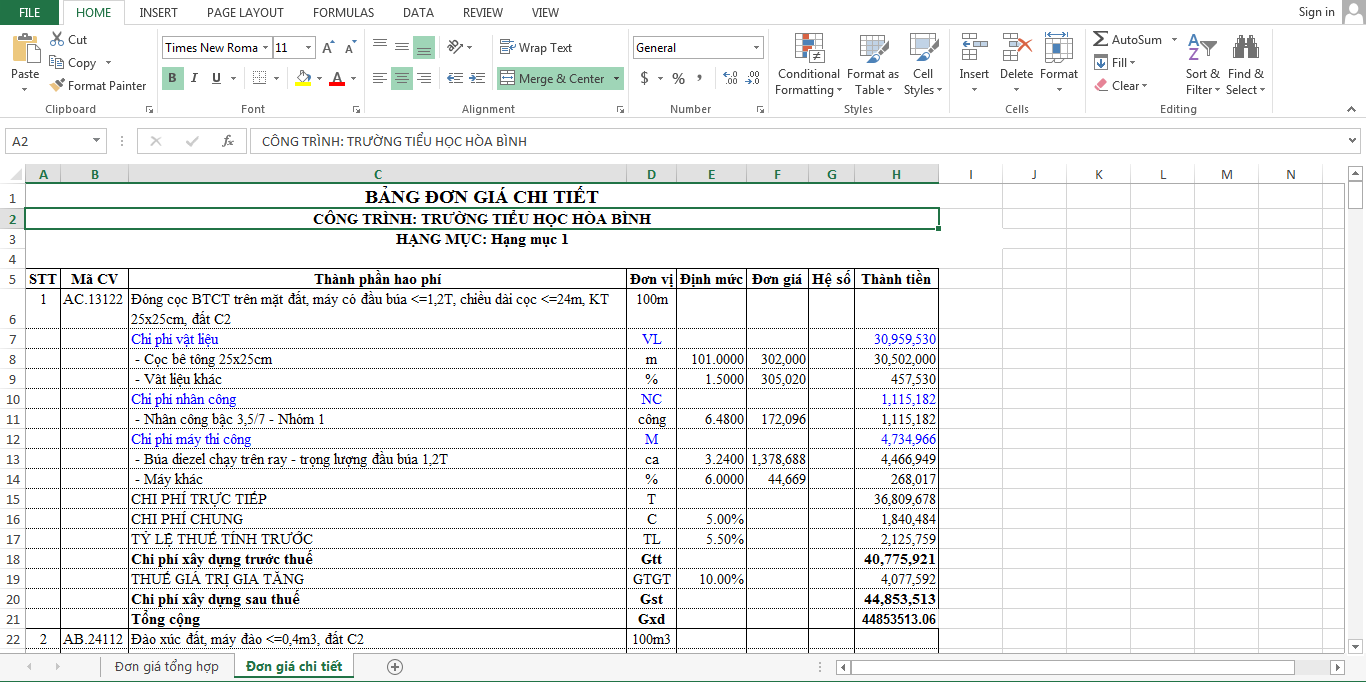 Bộ File Excel Dự Toán Xây Dựng Bằng Mẫu Dự Toán Xây Dựng Bằng Lingocardvn 4749