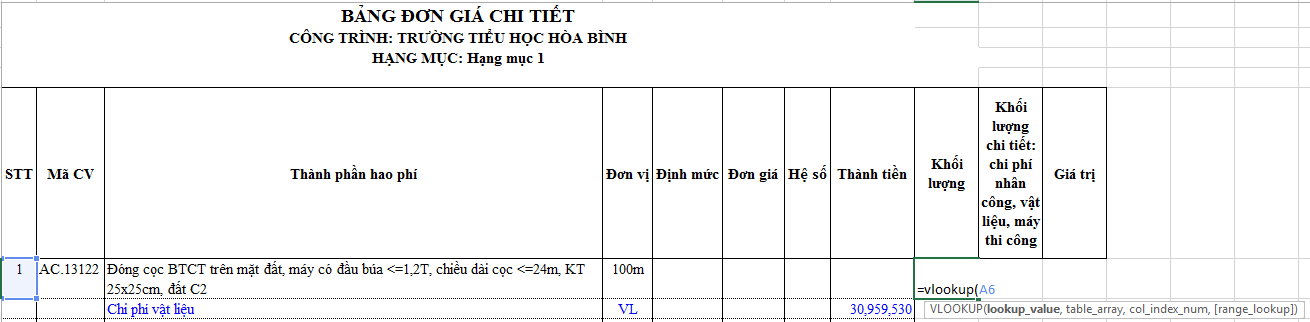 dự toán xây dựng bằng excel