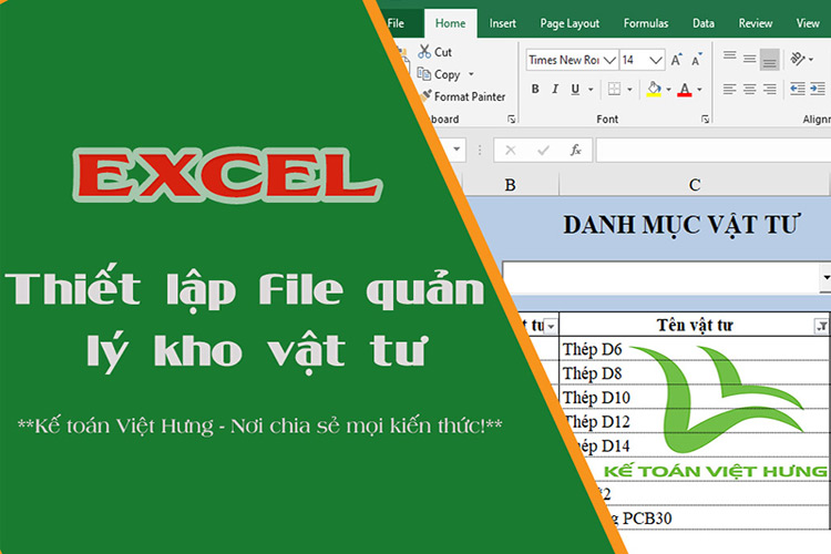 Các bước thiết lập file quản lý kho vật tư bằng Excel