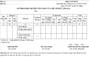 Mẫu sổ theo dõi chi tiết vốn góp của chủ sở hữu theo TT 133