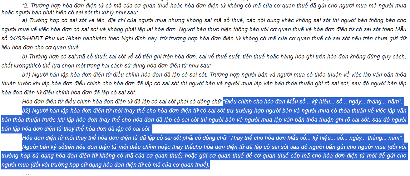 hóa đơn tăng giảm tiền thuế 2