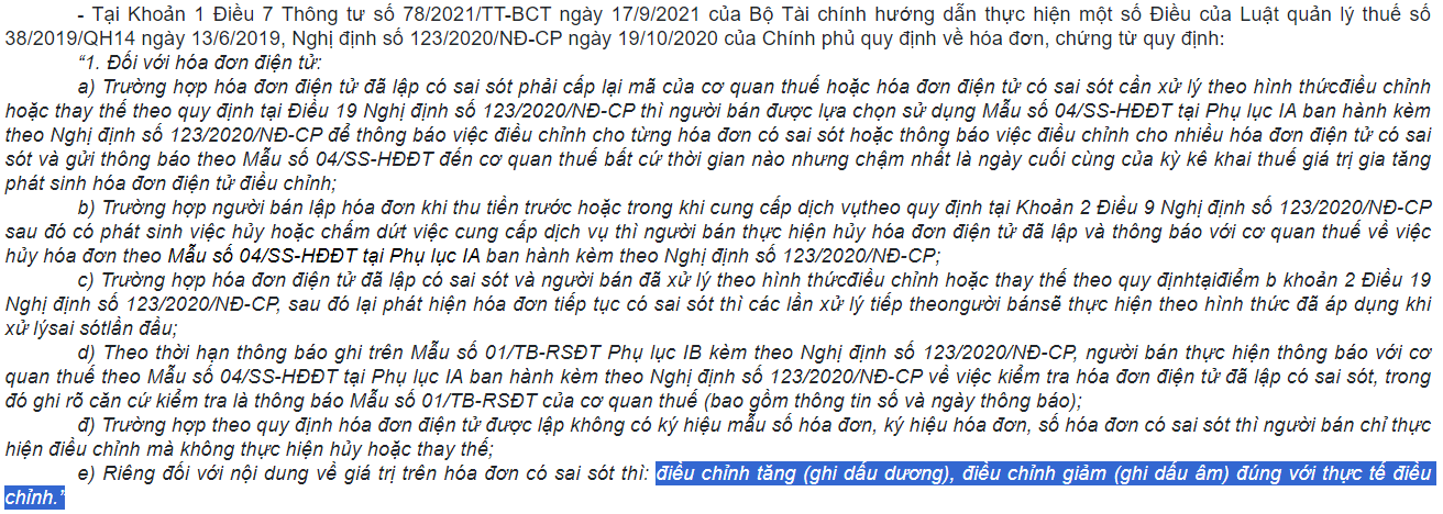 hóa đơn tăng giảm tiền thuế 3