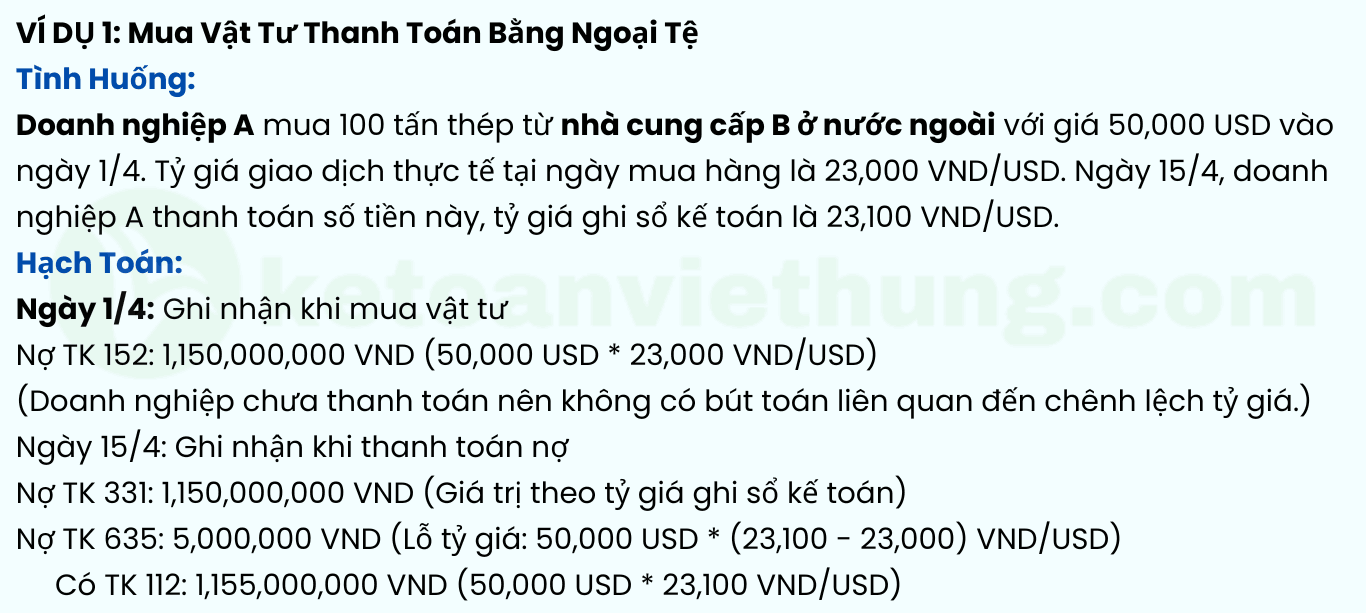 hạch toán chênh lệch tỷ giá hối đoái phát sinh trong kỳ 4