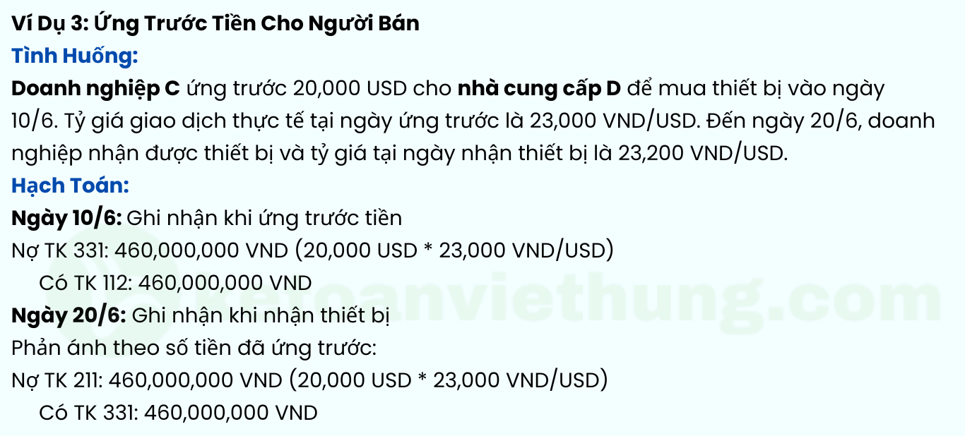 hạch toán chênh lệch tỷ giá hối đoái phát sinh trong kỳ 6