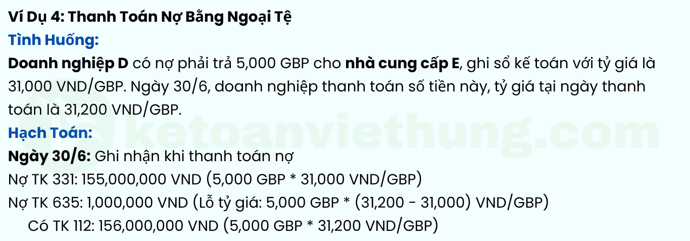 hạch toán chênh lệch tỷ giá hối đoái phát sinh trong kỳ 7