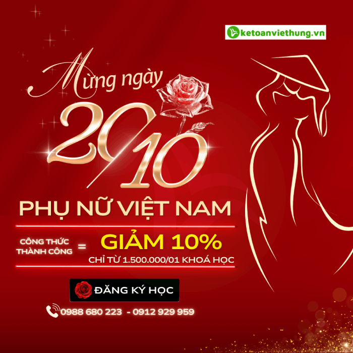 GIẢM TỚI 10% CÁC KHÓA HỌC KẾ TOÁN VIỆT HƯNG - VIETNAM WOMEN'S DAY 20/10 1 vietnam women's day 20/10 2