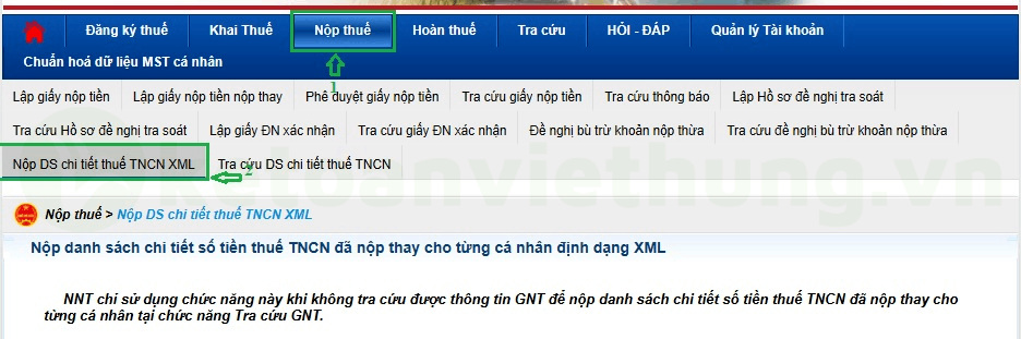 Cách Nộp Danh Sách Số Tiền Nộp Thuế TNCN Đã Nộp Thay 7 danh sách số tiền nộp thuế tncn 6