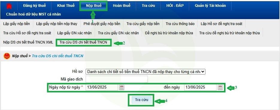 Cách Nộp Danh Sách Số Tiền Nộp Thuế TNCN Đã Nộp Thay 14 danh sách số tiền nộp thuế tncn 17