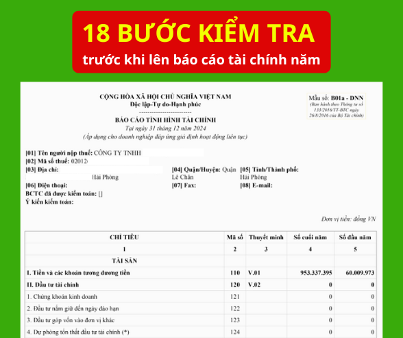 trước khi lên báo cáo tài chính 