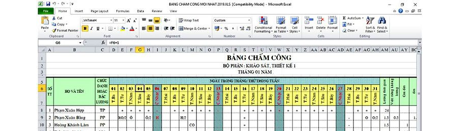 TẢI VỀ] Mẫu bảng chấm công Excel tự động công thức lập trình