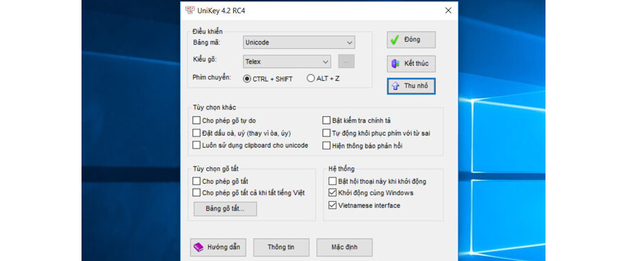 Phần mềm gõ chữ tiếng việt Unikey cho Windown 32 bit